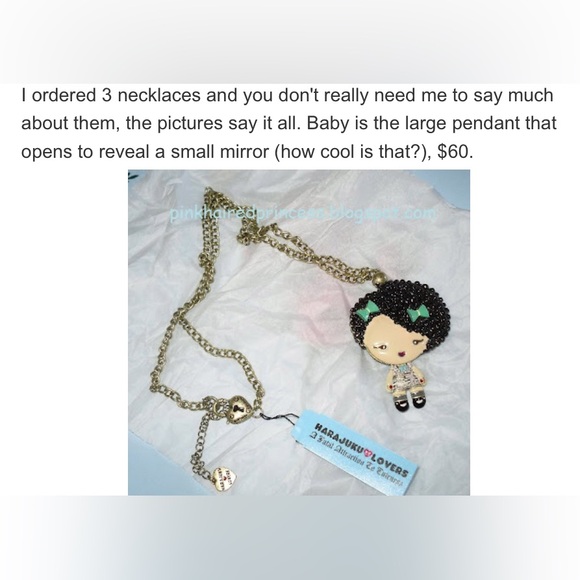 RARE Harajuku Lovers Bronze Gwen Stefani Baby Mirror Pendant Necklace NWT - Picture 8 of 10